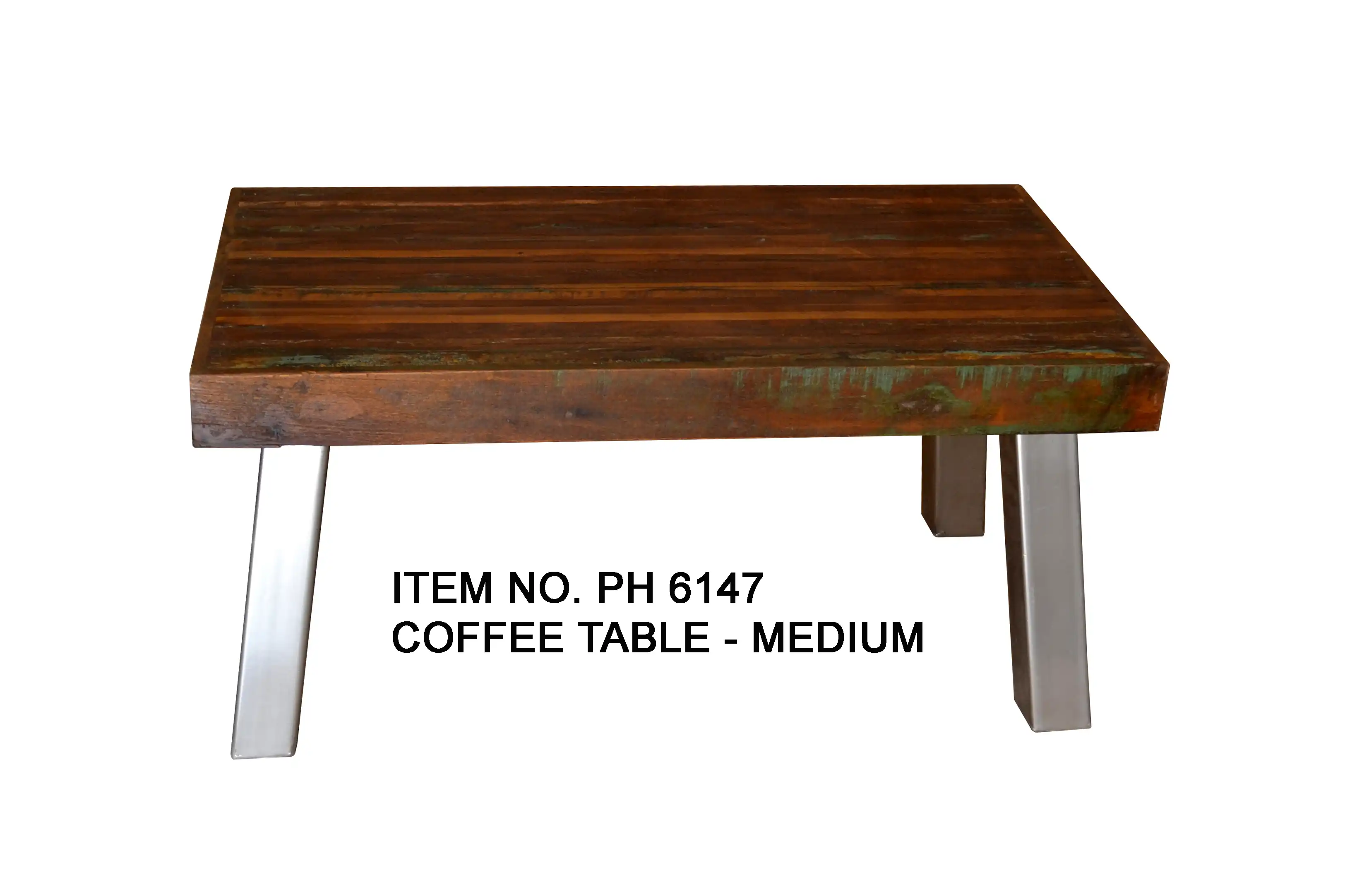 Reclaimed Wood Medium Coffee Table with Leg Iron (KD) - popular handicrafts